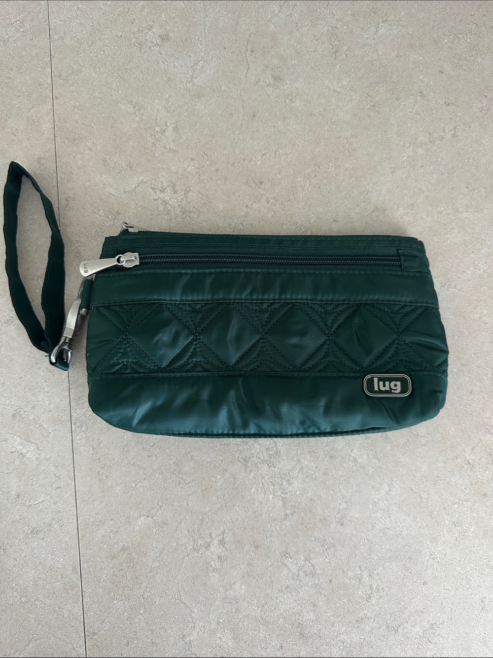 LUG Wristlet Dark Green with 2 Zipper Closures